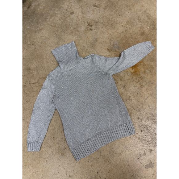 Ralph Lauren Women’s Silver Metallic Ribbed Turtleneck Sweater Small - Picture 2 of 8